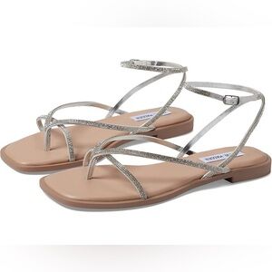 Steve Madden Agree Silver Rhinestone Strappy Sandals